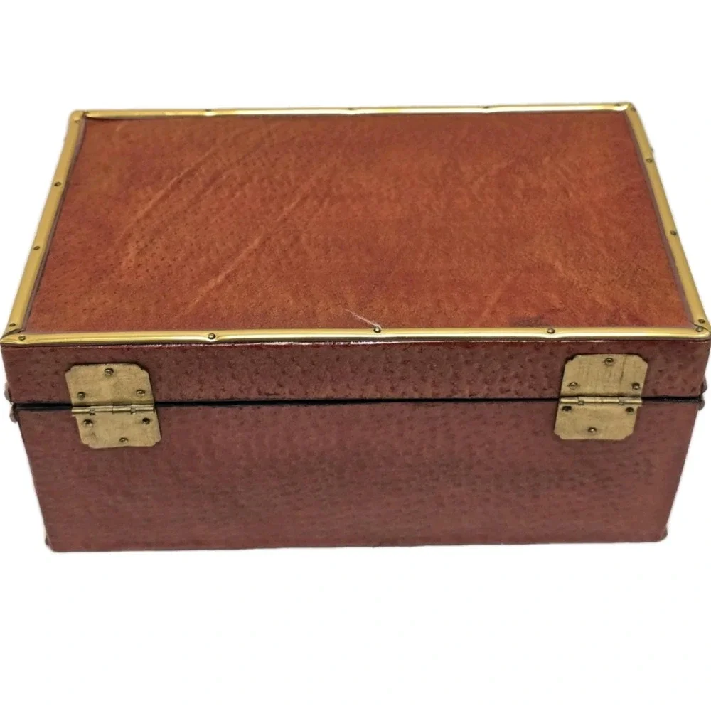 Chinese Leather Covered Trinket Box With Sticker Jewelry‎ Box